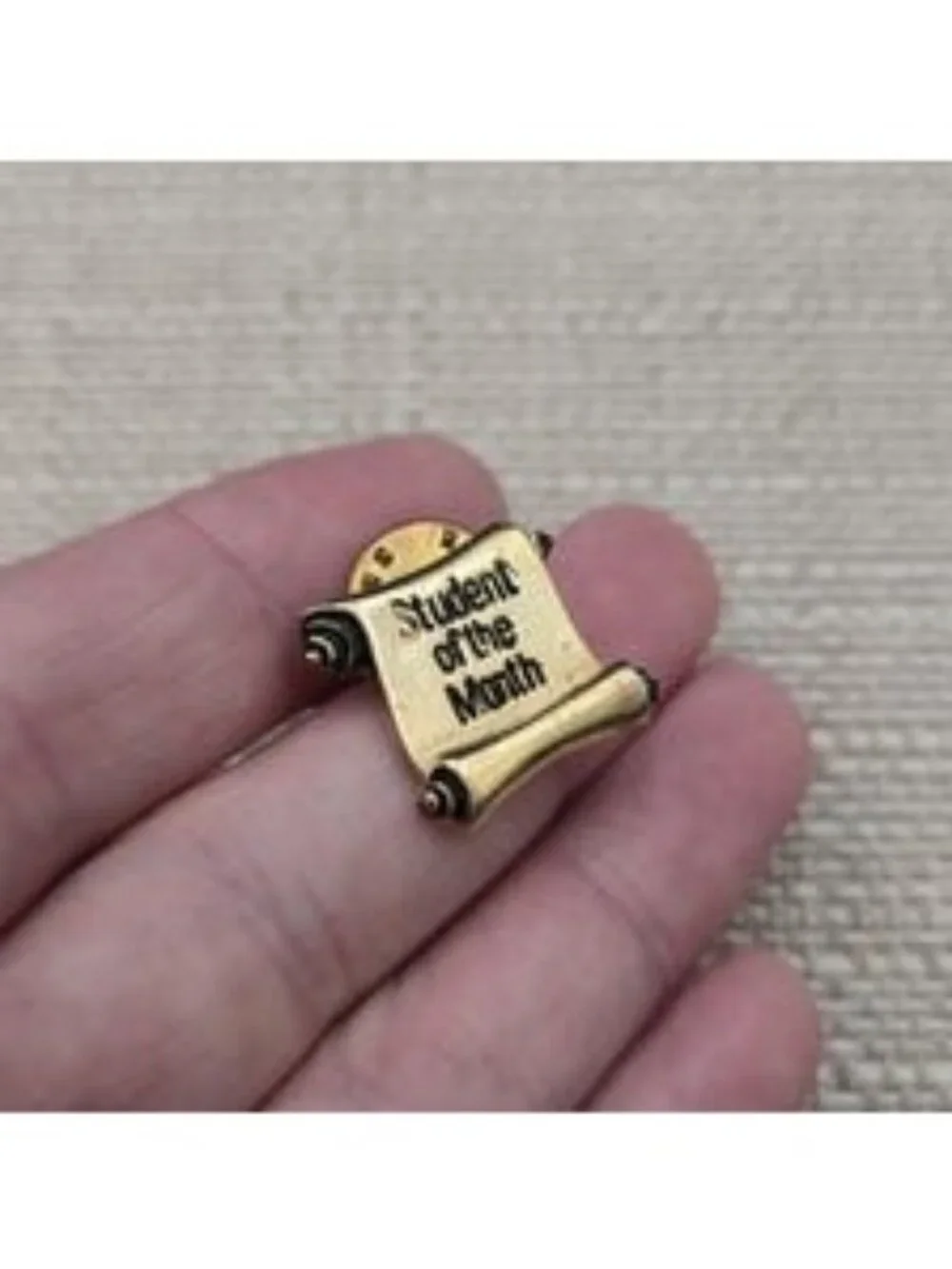 Vintage Student of the Month Scroll Lapel Pin School Award Badge A8391